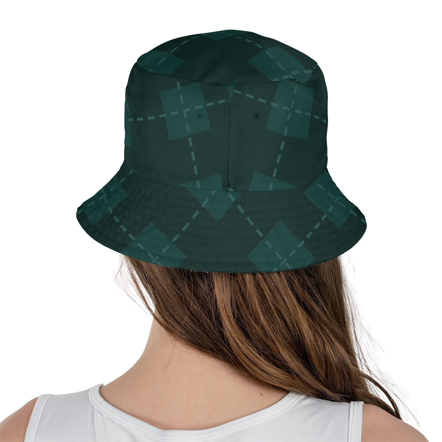 Golf Geometric Pattern Green Masters Tournament Reversible Bucket Hat