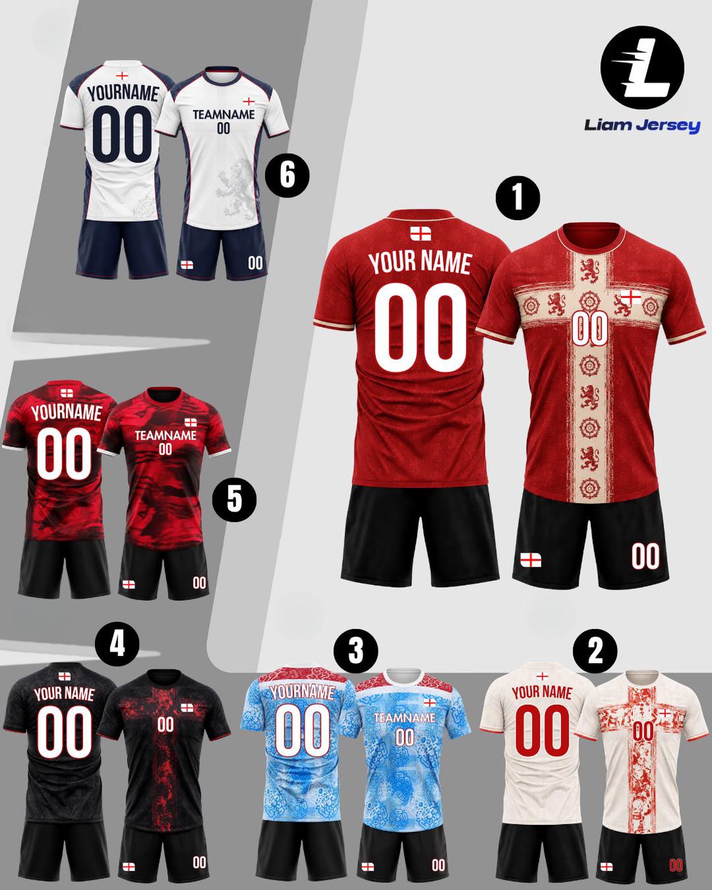 Custom 2026 England Soccer Jersey Set, England Football Shirt Soccer Uniform Kit